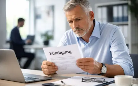 Ein Mann liest seine Kündigung. Er ist über 55 und fragt sich, ob er noch eine Nachtschicht machen muss.