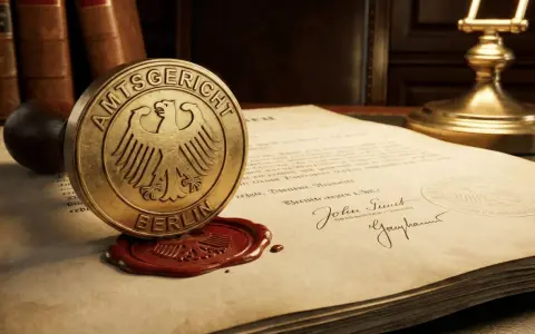 Siegel des Amtsgerichts Berlin auf Dokumenten, die auf eine rechtliche Angelegenheit, vielleicht im Kontext des Jugendamts, hindeuten.
