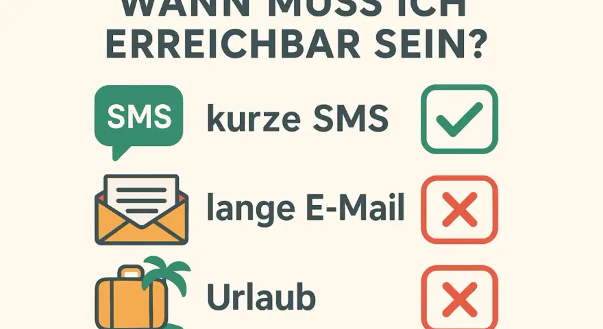 Wann muss ich erreichbar sein? Kurze SMS sind okay, lange E-Mails und Urlaub nicht.