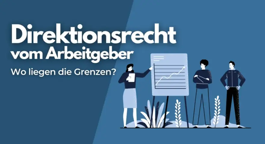 Diskussion über das Direktionsrecht vom Arbeitgeber. Eine Frau erklärt eine Grafik, zwei Männer hören zu. Wo liegen die Grenzen?