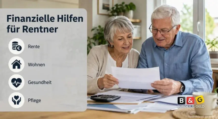 Älteres Paar prüft Unterlagen. Finanzielle Hilfen für Rentner, auch wenn sie getrennt lebend sind, sind wichtig.