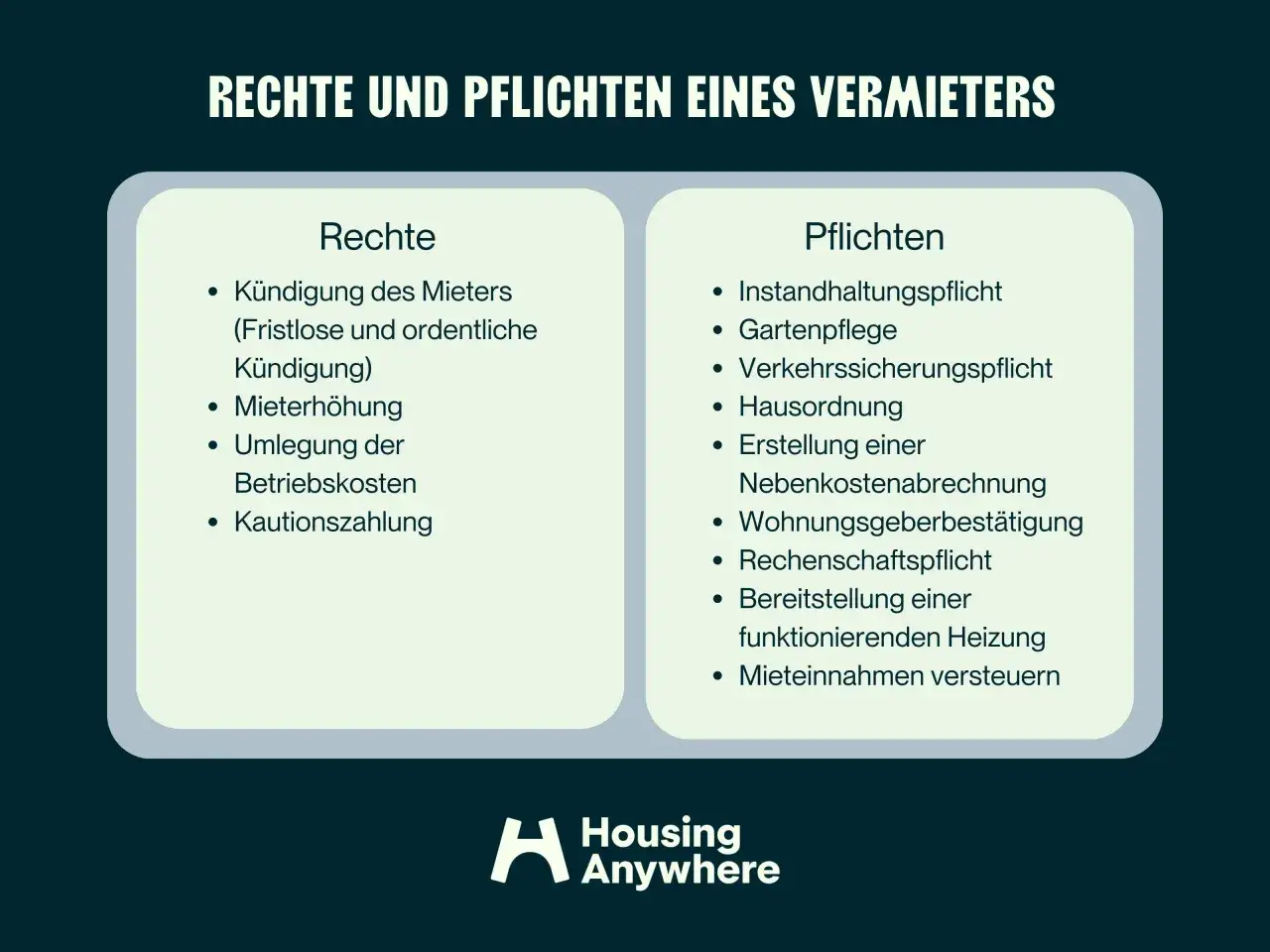 Rechte und Pflichten eines Vermieters. Nach 10 Jahren hat ein Mieter K&uuml;ndigungsrechte, kann Mieterh&ouml;hungen widersprechen und hat Anspruch auf Kautionsr&uuml;ckzahlung.